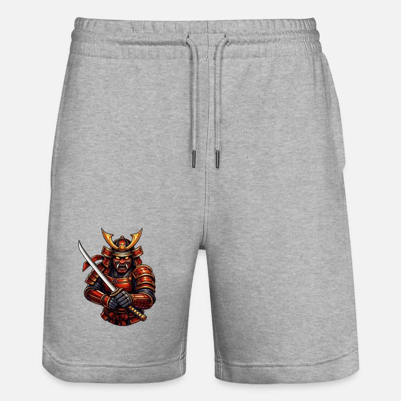 Martial Arts Samurai with Sword - Stanley/Stella Trainer Unisex Organic Jogging Shorts - heather grey