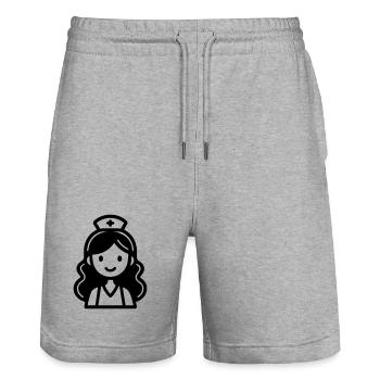 Krankenschwester - Stanley/Stella Unisex Bio Joggingshorts Trainer  - Grau meliert - Vorne - Nik (191cm) & Marisol (170cm)