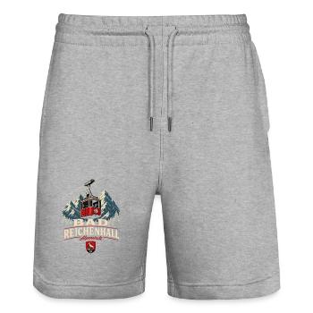 Bad Reichenhall Seilbahn Alpenstadt Vintage - Stanley/Stella Unisex Bio Joggingshorts Trainer  - Grau meliert - Vorne - Nik (191cm) & Marisol (170cm)
