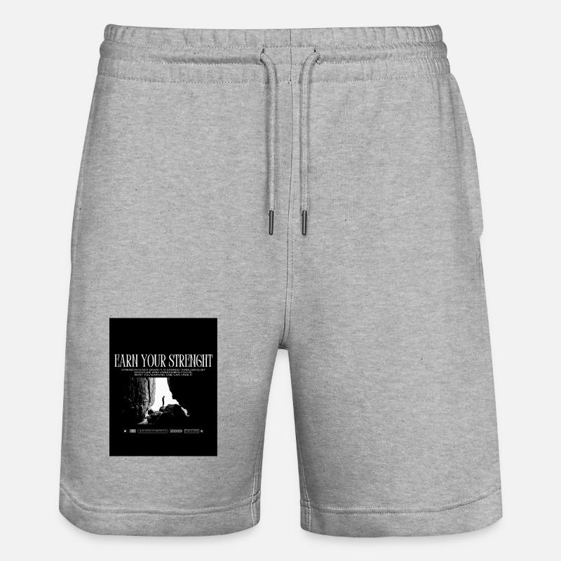 Black_White|Modern|Typographic|StreetwearTshirtpro - Stanley/Stella Trainer Unisex Organic Jogging Shorts - heather grey