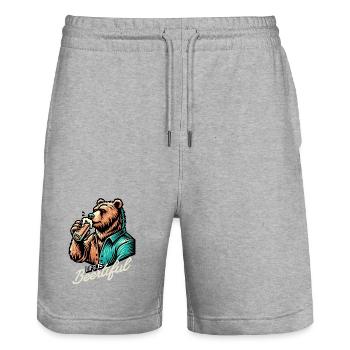beertiful life  - Stanley/Stella Unisex Bio Joggingshorts Trainer  - Grau meliert - Vorne - Nik (191cm) & Marisol (170cm)