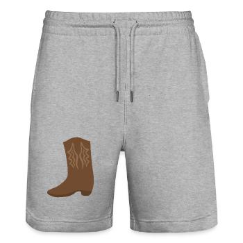 Western Boot Stitch Art - Stanley/Stella Trainer Unisex Organic Jogging Shorts - heather grey - Front - Nik (191cm) & Marisol (170cm)