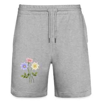 Fleur - Short de jogging bio TRAINER Stanley/Stella unisexe - gris chiné - Devant - Nik (191cm) & Marisol (170cm)