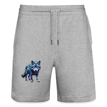 wolfwelpe - Stanley/Stella Unisex Bio Joggingshorts Trainer  - Grau meliert - Vorne - Nik (191cm) & Marisol (170cm)