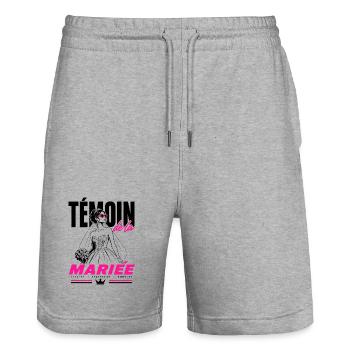 Témoin de la Mariée Glam Chic - Short de jogging bio TRAINER Stanley/Stella unisexe - gris chiné - Devant - Nik (191cm) & Marisol (170cm)