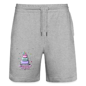 gâteau d’anniversaire anniversaire - Short de jogging bio TRAINER Stanley/Stella unisexe - gris chiné - Devant - Nik (191cm) & Marisol (170cm)