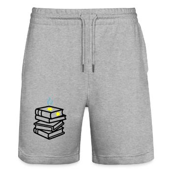 Stack of Books Star Fantasy Reading Book Club - Stanley/Stella Trainer Unisex Organic Jogging Shorts - heather grey - Front - Nik (191cm) & Marisol (170cm)
