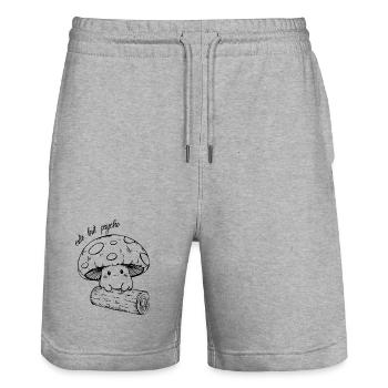 Süßer Pilz - cute but psycho - Stanley/Stella Trainer Unisex Organic Jogging Shorts - heather grey - Front - Nik (191cm) & Marisol (170cm)