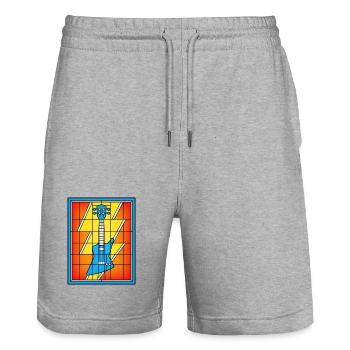 Buntglas-Blaue Gitarre - Stanley/Stella Unisex Bio Joggingshorts Trainer  - Grau meliert - Vorne - Nik (191cm) & Marisol (170cm)