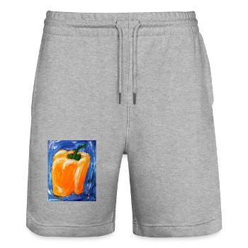 Le poivre orange dans l’expressionnisme - Short de jogging bio TRAINER Stanley/Stella unisexe - gris chiné - Devant - Nik (191cm) & Marisol (170cm)