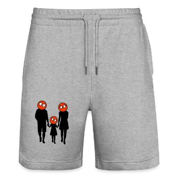 Family Silhouette Dear Children Parents Mom Dad - Stanley/Stella Trainer Unisex Organic Jogging Shorts - heather grey - Front - Nik (191cm) & Marisol (170cm)