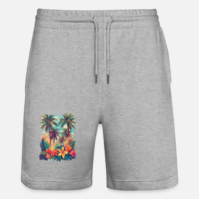 Plage des Fleurs Tropicales - Short de jogging bio TRAINER Stanley/Stella unisexe - gris chiné
