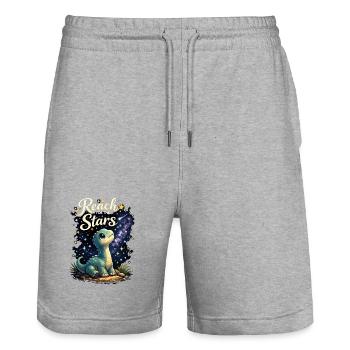 Reach for the Stars – Niedlicher Brachiosaurus - Stanley/Stella Unisex Bio Joggingshorts Trainer  - Grau meliert - Vorne - Nik (191cm) & Marisol (170cm)