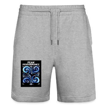 Peak Performance Wellenkunst - Stanley/Stella Unisex Bio Joggingshorts Trainer  - Grau meliert - Vorne - Nik (191cm) & Marisol (170cm)