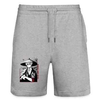 Samurai  - Stanley/Stella Unisex Bio Joggingshorts Trainer  - Grau meliert - Vorne - Nik (191cm) & Marisol (170cm)