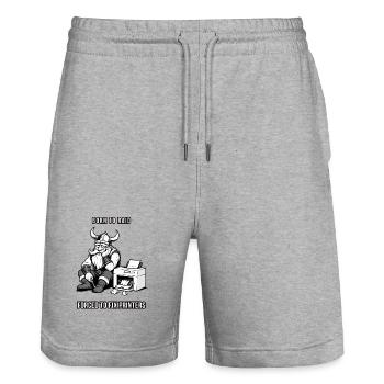 Born to Raid gezwungen, Drucker zu reparieren - Stanley/Stella Unisex Bio Joggingshorts Trainer  - Grau meliert - Vorne - Nik (191cm) & Marisol (170cm)