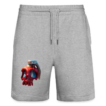 Roter Schädel mit VR-Headset - Stanley/Stella Unisex Bio Joggingshorts Trainer  - Grau meliert - Vorne - Nik (191cm) & Marisol (170cm)