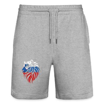 Slowenien – Slowenien – Tiger-Flaggen - Stanley/Stella Unisex Bio Joggingshorts Trainer  - Grau meliert - Vorne - Nik (191cm) & Marisol (170cm)