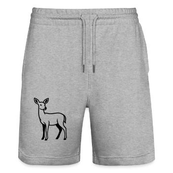 Club de chasse de chasseurs de silhouettes de cerfs Forêt forestière - Short de jogging bio TRAINER Stanley/Stella unisexe - gris chiné - Devant - Nik (191cm) & Marisol (170cm)