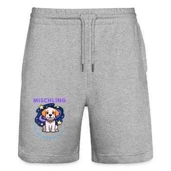 Mischling Design 3 - Stanley/Stella Unisex Bio Joggingshorts Trainer  - Grau meliert - Vorne - Nik (191cm) & Marisol (170cm)