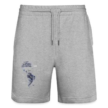 Latin America Map  - Stanley/Stella Trainer Unisex Organic Jogging Shorts - heather grey - Front - Nik (191cm) & Marisol (170cm)