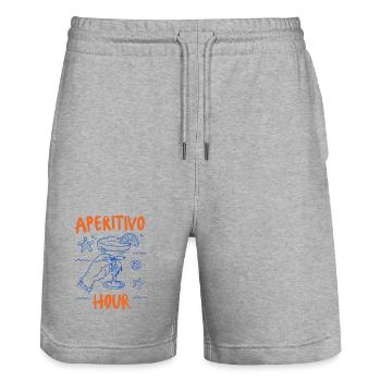 Aperitivo Hour Coastal Cocktail Mood - Stanley/Stella Trainer Unisex Organic Jogging Shorts - heather grey - Front - Nik (191cm) & Marisol (170cm)