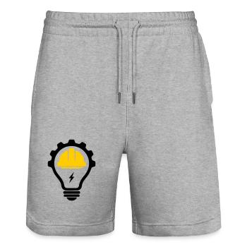 Elektriker Bauhelm Blitz und Glühbirne - Stanley/Stella Unisex Bio Joggingshorts Trainer  - Grau meliert - Vorne - Nik (191cm) & Marisol (170cm)
