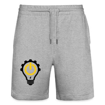Elektriker Glühbirne Blitz und Zahnrad - Stanley/Stella Unisex Bio Joggingshorts Trainer  - Grau meliert - Vorne - Nik (191cm) & Marisol (170cm)