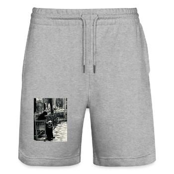 Le silence de la prière à l’intérieur de l’église - Short de jogging bio TRAINER Stanley/Stella unisexe - gris chiné - Devant - Nik (191cm) & Marisol (170cm)