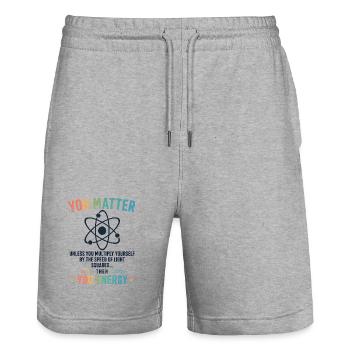 Funny Science Gift You Matter Motivation - Stanley/Stella Trainer Unisex Organic Jogging Shorts - heather grey - Front - Nik (191cm) & Marisol (170cm)