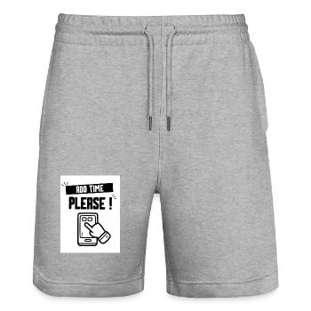 Add Time Please - Stanley/Stella Trainer Unisex Organic Jogging Shorts - heather grey - Front - Nik (191cm) & Marisol (170cm)