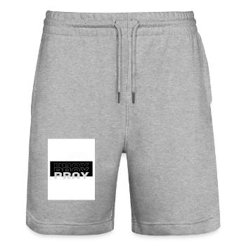 Texte géométrique de l’écho prié - Short de jogging bio TRAINER Stanley/Stella unisexe - gris chiné - Devant - Nik (191cm) & Marisol (170cm)