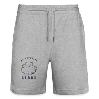 My favorite cloud - Pomeranian - Stanley/Stella Trainer Unisex Organic Jogging Shorts - heather grey - Front - Nik (191cm) & Marisol (170cm)