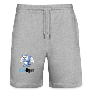 Hailiger - Hai mit Heiligenschein - Stanley/Stella Unisex Bio Joggingshorts Trainer  - Grau meliert - Vorne - Nik (191cm) & Marisol (170cm)