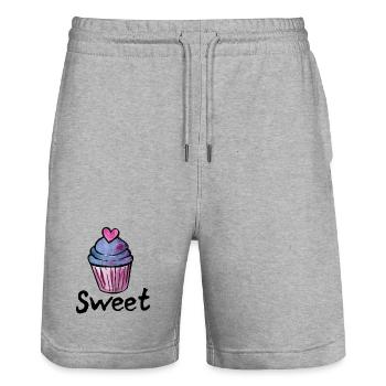 Glaçage au cœur pastel de cupcakes - Short de jogging bio TRAINER Stanley/Stella unisexe - gris chiné - Devant - Nik (191cm) & Marisol (170cm)