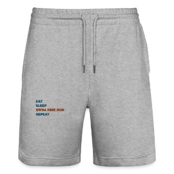 mangerDormirNatnatBikeRunRépéter - Short de jogging bio TRAINER Stanley/Stella unisexe - gris chiné - Devant - Nik (191cm) & Marisol (170cm)