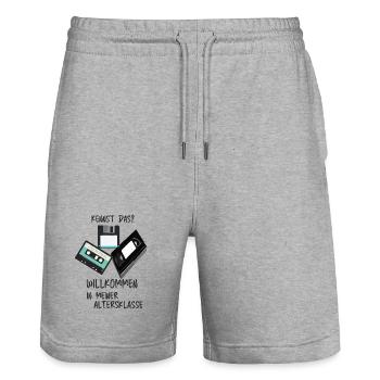 Retro Tech Humor Altersklasse - Stanley/Stella Unisex Bio Joggingshorts Trainer  - Grau meliert - Vorne - Nik (191cm) & Marisol (170cm)