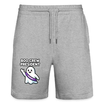 Boo Crew President Halloween Geist - Stanley/Stella Unisex Bio Joggingshorts Trainer  - Grau meliert - Vorne - Nik (191cm) & Marisol (170cm)