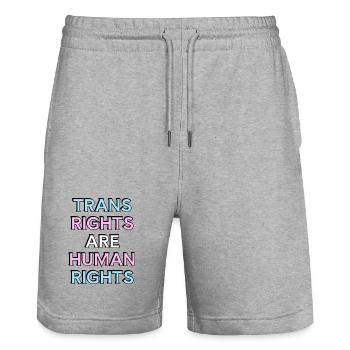 Trans-Rechte sind Menschenrechte – Trans Pride - Stanley/Stella Unisex Bio Joggingshorts Trainer  - Grau meliert - Vorne - Nik (191cm) & Marisol (170cm)