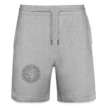 Eichhoernchen Haselnuss Mandala zum ausmalen - Stanley/Stella Unisex Bio Joggingshorts Trainer  - Grau meliert - Vorne - Nik (191cm) & Marisol (170cm)