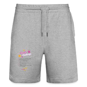 Braut Challenge Blumenprint - Stanley/Stella Unisex Bio Joggingshorts Trainer  - Grau meliert - Vorne - Nik (191cm) & Marisol (170cm)