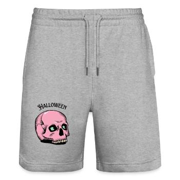 Pink Skull Halloween Totenkopf Gothic Geschenk - Stanley/Stella Unisex Bio Joggingshorts Trainer  - Grau meliert - Vorne - Nik (191cm) & Marisol (170cm)