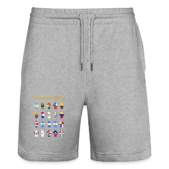 Montage de drapeaux de la résistance latino-américaine - Short de jogging bio TRAINER Stanley/Stella unisexe - gris chiné - Devant - Nik (191cm) & Marisol (170cm)