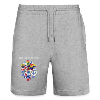 Mosaik der lateinischen Flaggen - Stanley/Stella Unisex Bio Joggingshorts Trainer  - Grau meliert - Vorne - Nik (191cm) & Marisol (170cm)