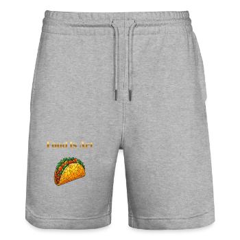Food Is Art ... Taco - Stanley/Stella Unisex Bio Joggingshorts Trainer  - Grau meliert - Vorne - Nik (191cm) & Marisol (170cm)