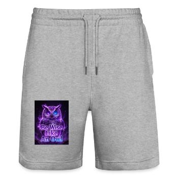 Be Wise Like An Owl - Neon Purple - Stanley/Stella Unisex Bio Joggingshorts Trainer  - Grau meliert - Vorne - Nik (191cm) & Marisol (170cm)