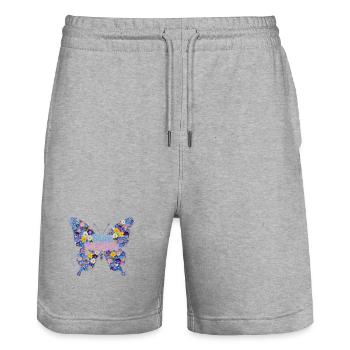 Floral Butterfly Stay Positive - Stanley/Stella Trainer Unisex Organic Jogging Shorts - heather grey - Front - Nik (191cm) & Marisol (170cm)