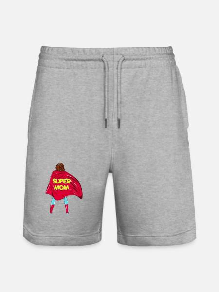 Super Mom! Customizable - Stanley/Stella Trainer Unisex Organic Jogging Shorts - heather grey