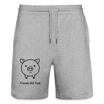 Friends Not Food Pork Vegan Minimalist - Stanley/Stella Trainer Unisex Organic Jogging Shorts - heather grey - Front - Nik (191cm) & Marisol (170cm)