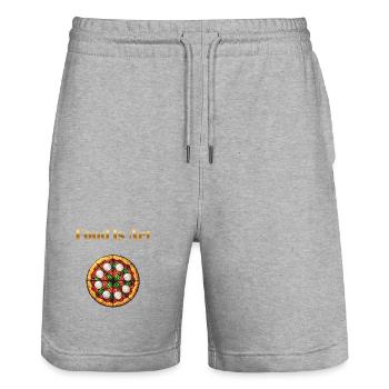 Food Is Art ... Pizza Margherita - Stanley/Stella Unisex Bio Joggingshorts Trainer  - Grau meliert - Vorne - Nik (191cm) & Marisol (170cm)